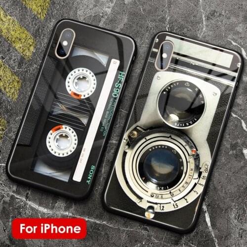 Nostalgic camera cassette tape soft silicone glass shell phone case for iPhone SE 6s 7 8 Plus X XR XS 11 12 mini PRO MAX