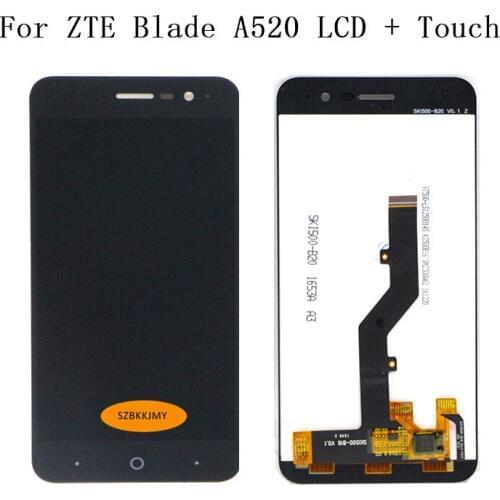 Black 5 inch LCD Replacement For ZTE Blade A520 LCD Display Touch Screen Digitizer Assembly Repair Parts For Blade A520 LCD