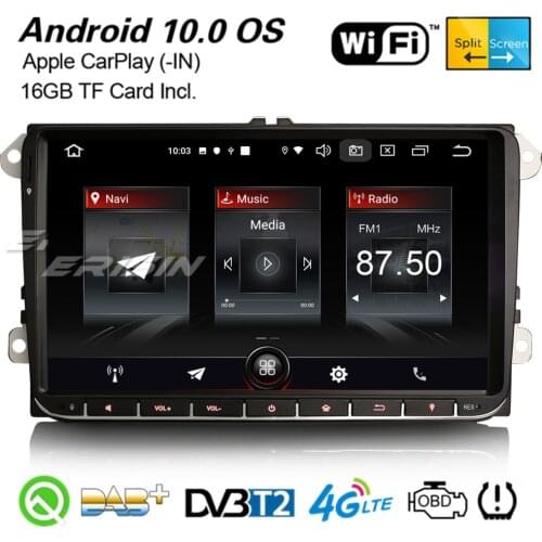 Erisin 2728 9" DAB+ Carplay Android 10.0 GPS Car Stereo OPS SWC For VW Amarok EOS Golf 5/6 Sharan Passat CC T5 Tiguan Seat Skoda