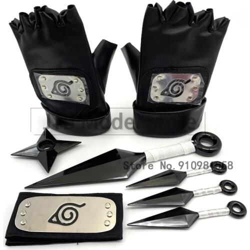Naruto Figure Anime Cosplay Gloves Props Plastic ABS Role Play Hand Sword Weapon Model Shuriken Konoha Ninja Darts Toys For Kid