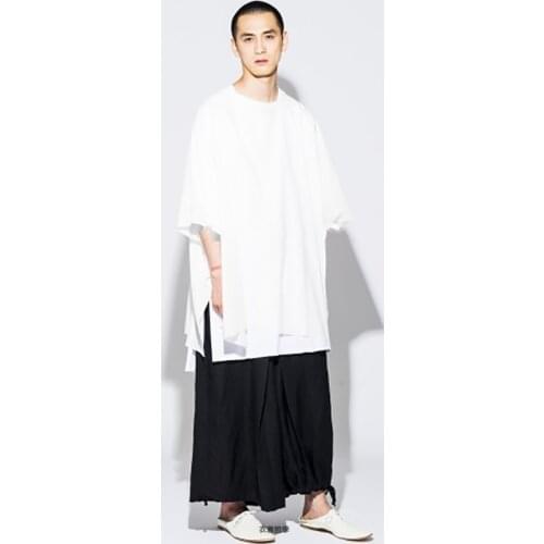 New mens clothing Hair Stylist DJ Fashion oversize loose Casual short sleeved T-shirt PLUS SIZE singer costumes