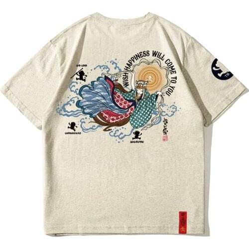 Men T-Shirt Japanese Cartoon Print T Shirts Casual Tshirt Cotton Summer Streetwear Mens Clothing