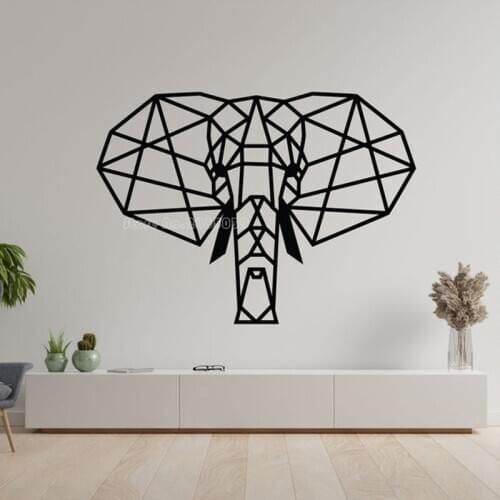 Geometric Elephant Wall Stickers Wildlife Animal Mural Home Living Room Wall Decor Geometric Shape Elephant Wall Decals LL2723