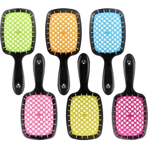 Candy-colored Hollow Mesh Massage Smooth Non-knotted Hair Comb Dry And Wet Square Airbag Home Use CombS Styling Tools