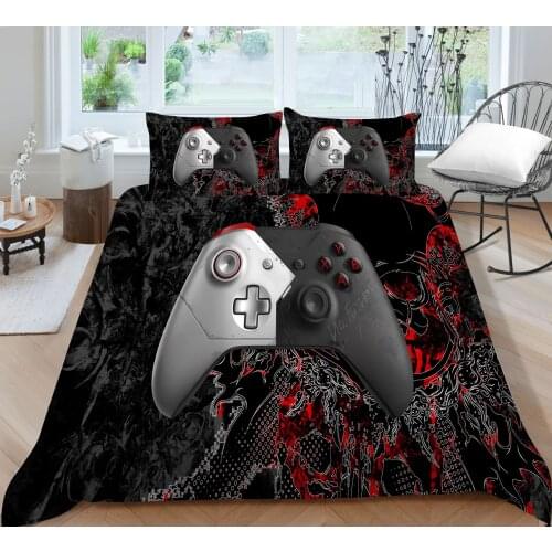 New White and Black Game Pad Printing Bedding set Quilt cover with pillowcases for Kids Bedroom Decor Home Textiles