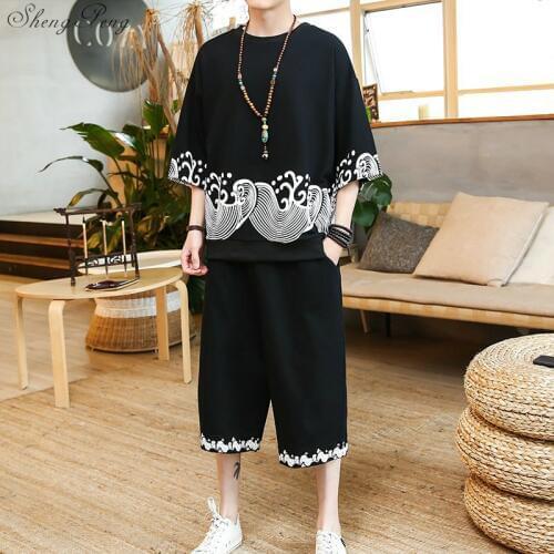 Linen suits men chinese traditional clothes for men shanghai tang chinese traditional men clothing chinese clothing store Q051