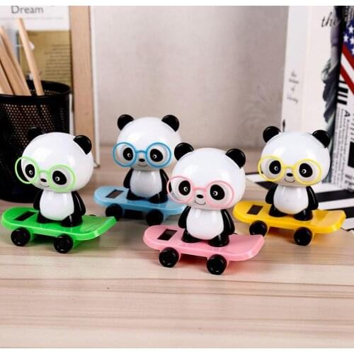 Cute Cartoons Solar Powered Dancing Toy Car Dashboard Home Desk Decor Panda Swinging for Automotive Interior home Decoration