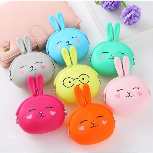 Cute Cartoon Rabbit Silicone Coin Purse Lovely Kawaii Mini Key Pouch Women Wallet Christmas Gift LX5120