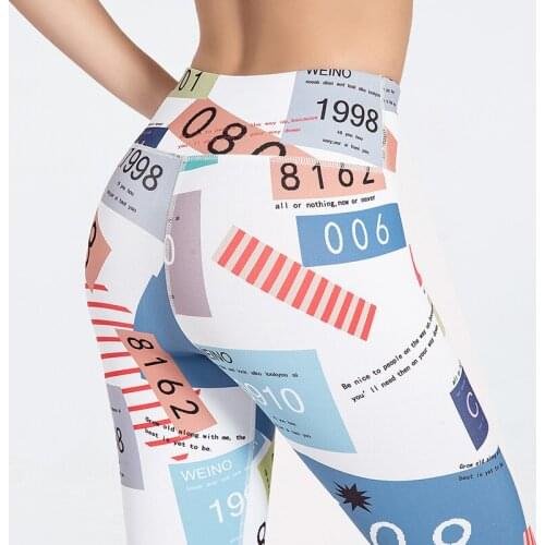 2020 New Fancy High Waist Printing Women Fitness Wear Bicycle Clothing Outdoor Hips Pants Female Gym Sport Forging Leggings