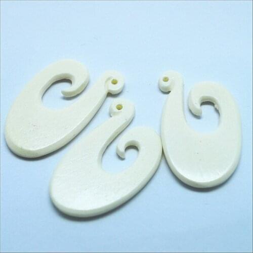 New designs 2 pcs nature white bone beads handmade drawing unique beads fantastic beads accessories for pendant size 45x15mm