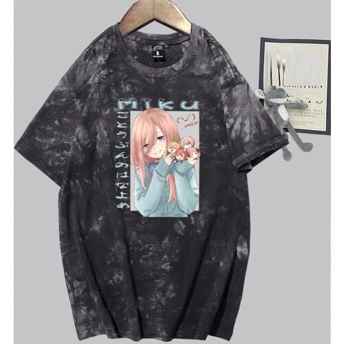 Go-Tobun No Hanayome Hot Anime T-shirt Harajuku The Quintessential Quintuplets Kawaii Nakano Miku Fashion Casual Tiedye T-shirt