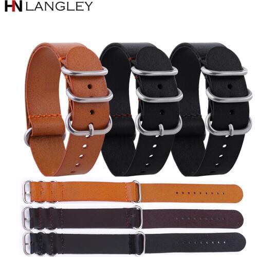 Fashion Watch Bands Genuine Leather Strap for NATO ZULU Style Men Women Watch Replacement Band 18/20/22 mm Width Size Watchband