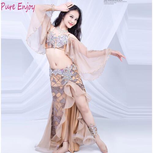 Luxury Belly Dance Costumes For Kids /Children /Girls Belly Dance Bra+Skirt Clothes Clothes For Stage Performance