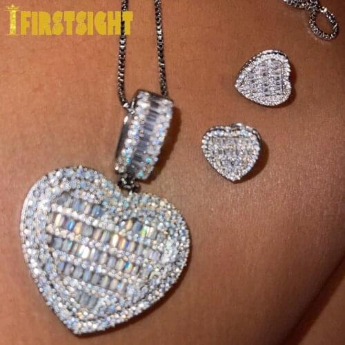 Micro Pave 5A Cubic Zirconia CZ Earrings Round Heart Shaped Hip Hop Ice Out Bling Screw Back Stud Earring For Women Men Jewelry