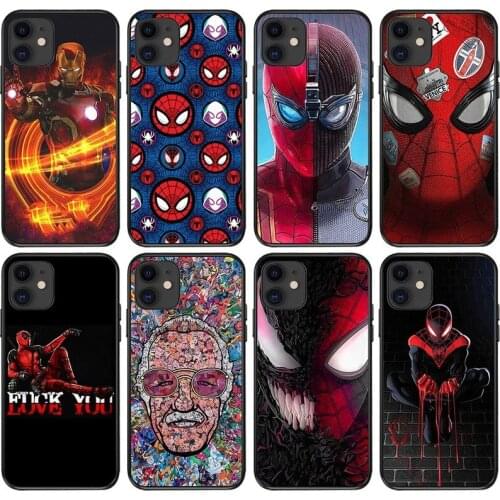 Marvel Hero Avengers Spider Iron Man Superhero Anime Couples Silicone Shell Anti-fall for Iphone 6/7/8/plus X/xr/xsMax/11/12/pro