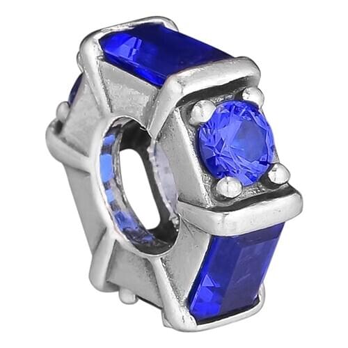 CKK Ice Sculpture Spacer Beads Charms Blue CZ 925 Sterling Silver Jewelry Bead Fits Bracelet Necklace Kralen Berloque Perles
