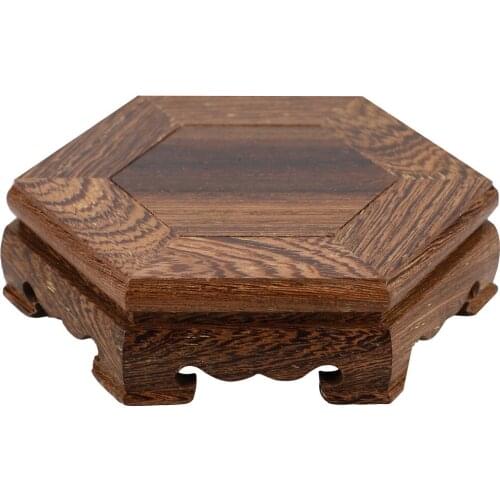 Flower Stand Plant Stands Rack Display Shelf Brown Wenge Hexagon For Garden Opposite Sides 10 Diagonally 12 High 3cm Wooden Tray