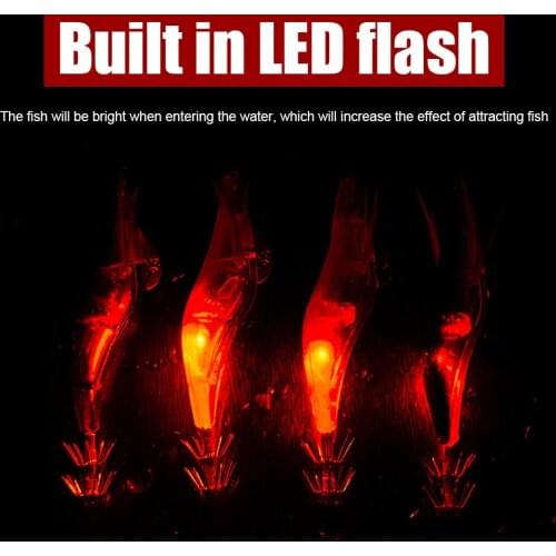 LED Electronic Luminous Shrimp Squid 10cm Night Fishing Squid Jigs Lure Bass Bait Fishing Tackle Outdoor Fishing Dropshipping