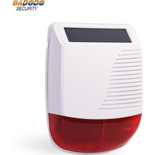 433 MHz outdoor waterproof wireless solar powered strobe siren alarm light sound siren alarm for WiFi GSM home alarm system