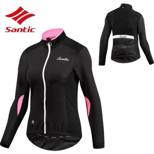 Santic 8-16 Degree Long Sleeve Warm Up Cycling Jacket Winter Women Windproof Road Bike Bicycle Jersey Thermal Cycling Clothing