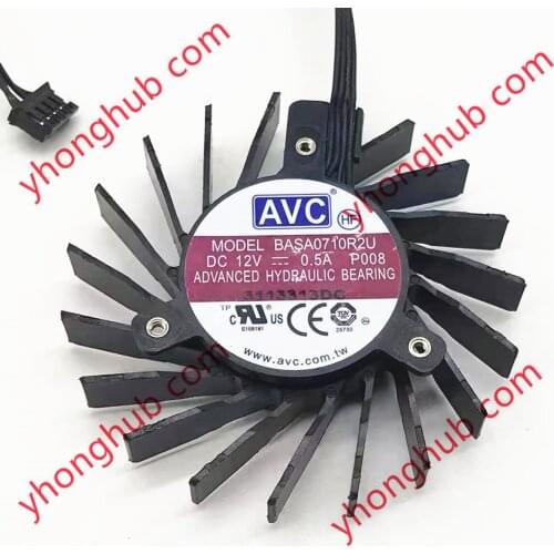 AVC BASA0710R2U P008 DC 12V 0.5A 65x65x13mm Server Cooling Fan