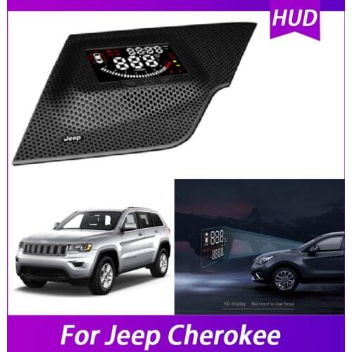 High quality For Jeep Cherokee Mirror HUD Car Head Up Display Windshield Screen Projector Security Auto Overspeed RPM Voltage
