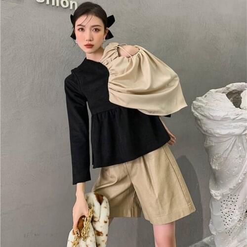 2021 Fashion Designer French Hollow Strapless Stitching Pleated Top Women New Elegant Temperament Female