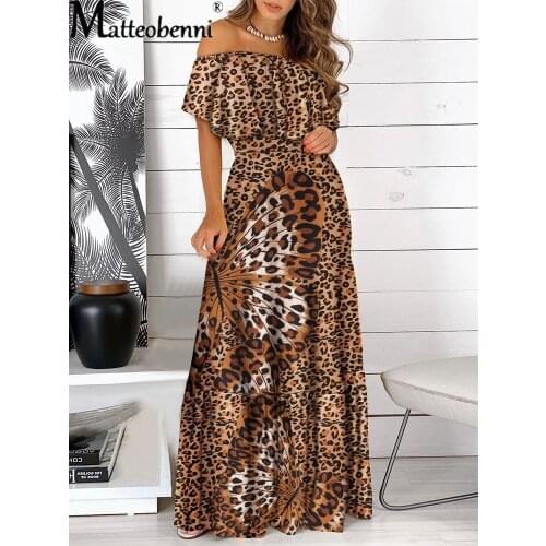 Women Summer Off-Shoulder Floral Print Halter Backless Stacked Ruffles Dress Vacation Short Sleeve Sexy Ladies Boho Beach Dress