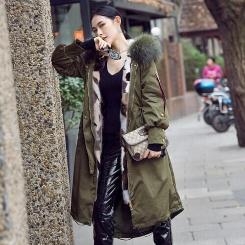 Winter Korean Mink Coat Raccoon Collar Real Fur Parka Women Clothes 2020 Manteau Femme 602 YY1032
