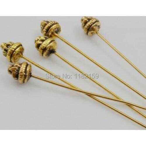 100pcs Tibetan Gold Big Head Pins Needles For Jewelry Making DIY 55x5.5mm