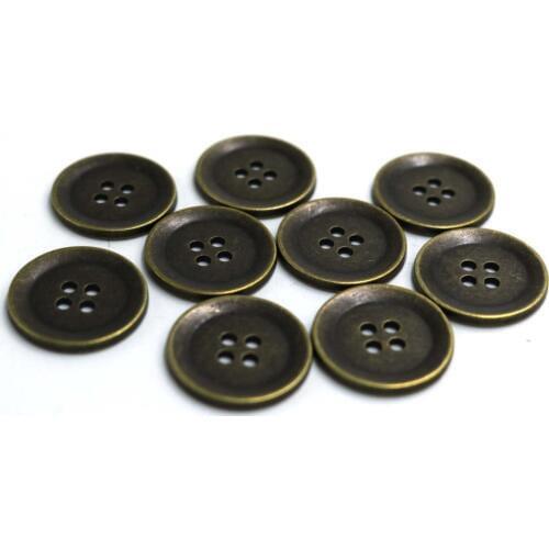 20pcs 20mm Metal bronze zinc alloy four holes flat Buttons Pattern Carved Sewing Buttons