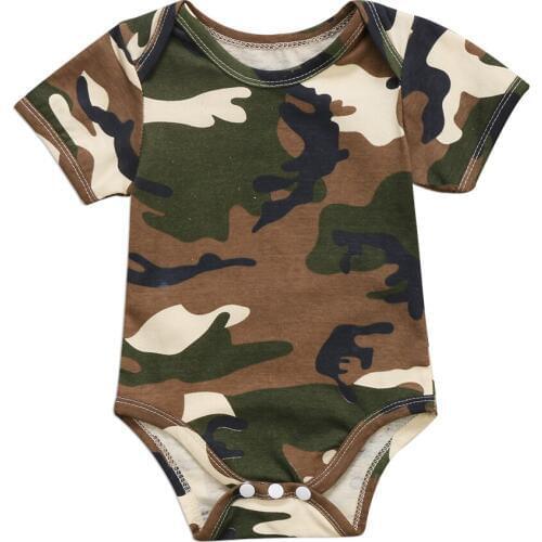 2018 Fashion Cute Cotton Newborn Baby Boys Girls Camouflage Short Sleeve Jumpsuit Clothes One-piece Casual Clothes
