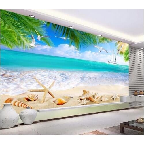 Custom mural 3d room wallpaper Ocean beach shell painting wall papers home decor 3d wall murals wallpaper for walls 3 d