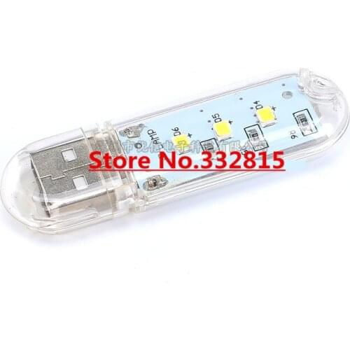 5PCS MINI USB LED LAMP 3*2835 SMD LED WHITE 0.6W*3=1.7W 300mA 5V power supply waterproof small night light FREE SHIPPING