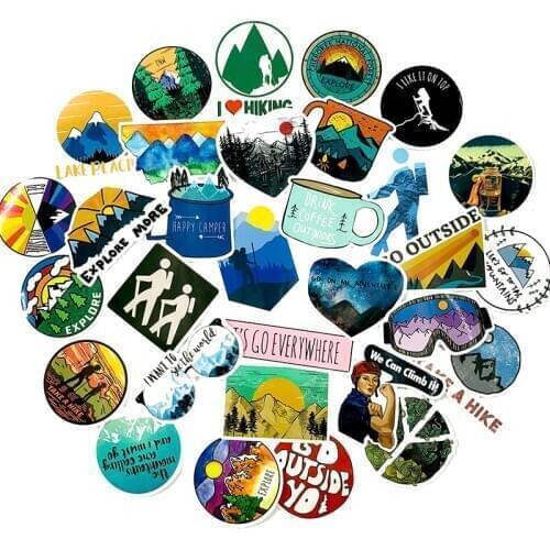 50Pcs Outdoor Travel Camping Adventure Animal Landscape Graffiti Stickers For Refrigerator Skateboard Suitcase Scrapbook Sticker