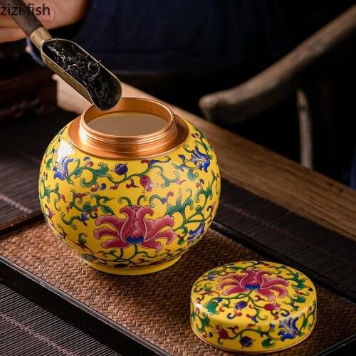 Tea Caddy Ceramic Jar Tea Box Storage Tank Kitchen Food Container Decorative Jar Tea Organizer Tea Tins Organize Box Sugar Bowl