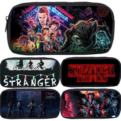 Stranger Things 3 Pencil Case Boys Large Capacity Pencil Bag Girls Pen Bag Anime Pencil Pouch Stationery Bag Teens Cosmetic bag