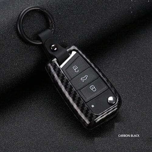 Carbon fiber Alloy Car Key Cover Case for VW Volkswagen Golf 7 mk7 Skoda Octavia A7 New Polo Key Protect Bag Auto Accessories