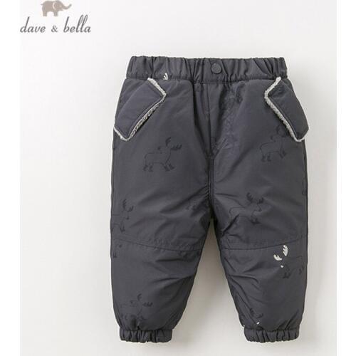 DB11955 dave bella winter baby boy fashion print pants children full length kids pants infant toddler trousers