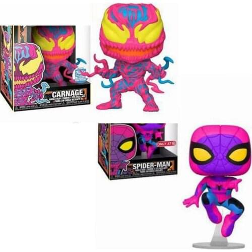 Funko pop Blacklight Venom Slaughter 678# Blacklight Spider-Man 652# Action Figure Dolls Toys Movie Action Toys Model Gifts