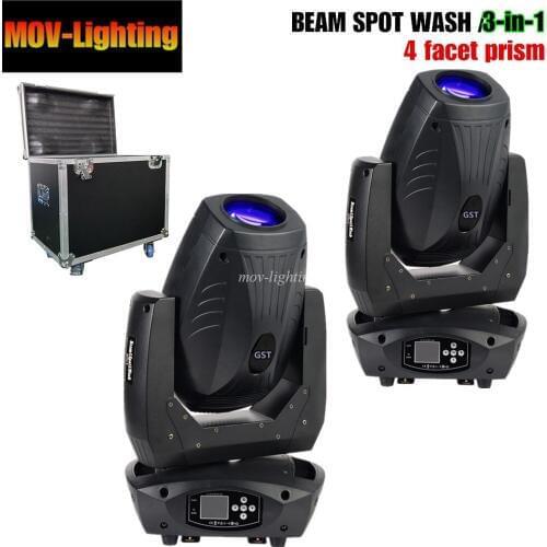 Flight case package 2 unit New DJ equipment DMX512 18ch 10 colors gobo ultra 200W led beam spot wash 3in1 moving head light