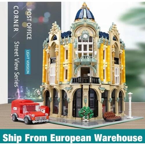 Mould King 16010 Streetview Building Compatible 10182 Cafe Corner With Led Light Building Blocks Bricks Kid Christmas Toy Gift