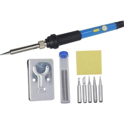 9Pcs/Set Soldering Iron Kit, 60W Soldering Welding Iron Kit - Adjustable Temperature with 5pcs Tips