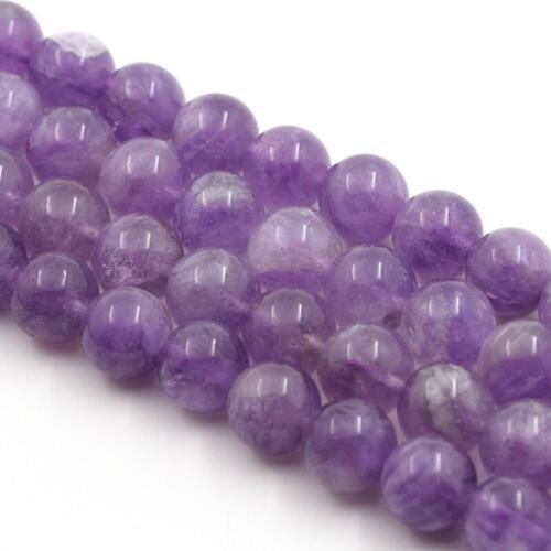 Quality Natural Stone Purple Amethysts Crystals Round Loose Beads 15" Strand 6 8 10 12MM Pick Size