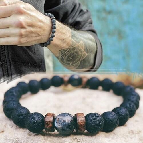 Lava Stone Men Bracelet Natural Moonstone Bead Tibetan Buddha Bracelet Chakra Diffuser Bracelets Men Jewelry Gifts Drop Shipping