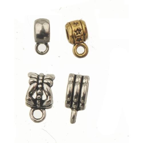 Samll Gold Charm Connector Pendant Bail European Bracelet Handmade DIY Star Flower Butterfly Silver Metal Jewelry Findings 80pcs