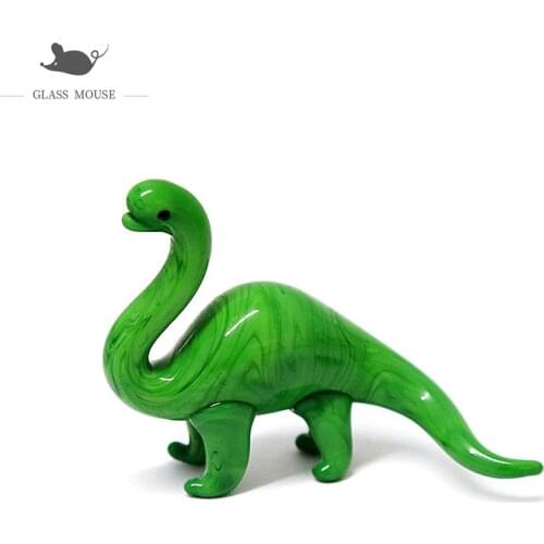 Miniature Handmade Glass Dinosaur Figurines Cute Vivid Green Simulation Animal Ornaments Collection Festival Gifts For Children
