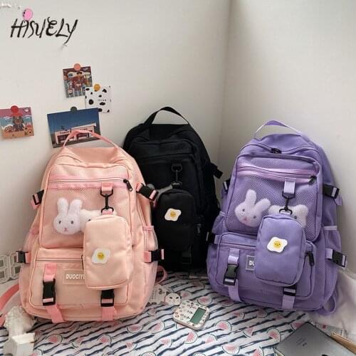 Fashion creative schoolbag female 2021 new Harajuku port style girl student schoolbag tooling large-capacity backpack