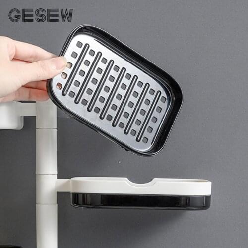 GESEW Wall-mounted Soap Dish For Bathroom Rotatable Storage Tray With Drain Multi-layer Soap Holder Home Bathroom Accessories