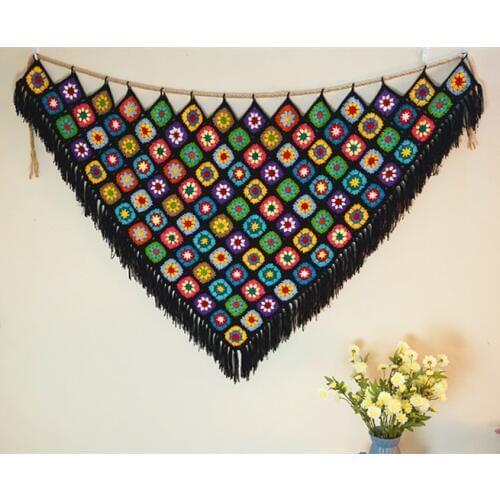 Handmade Crochet Homestay Boho Tassel Tapestry Wall Hanging Decoration Nordic Bohemian Room Tapestry Dorm Room Decoration